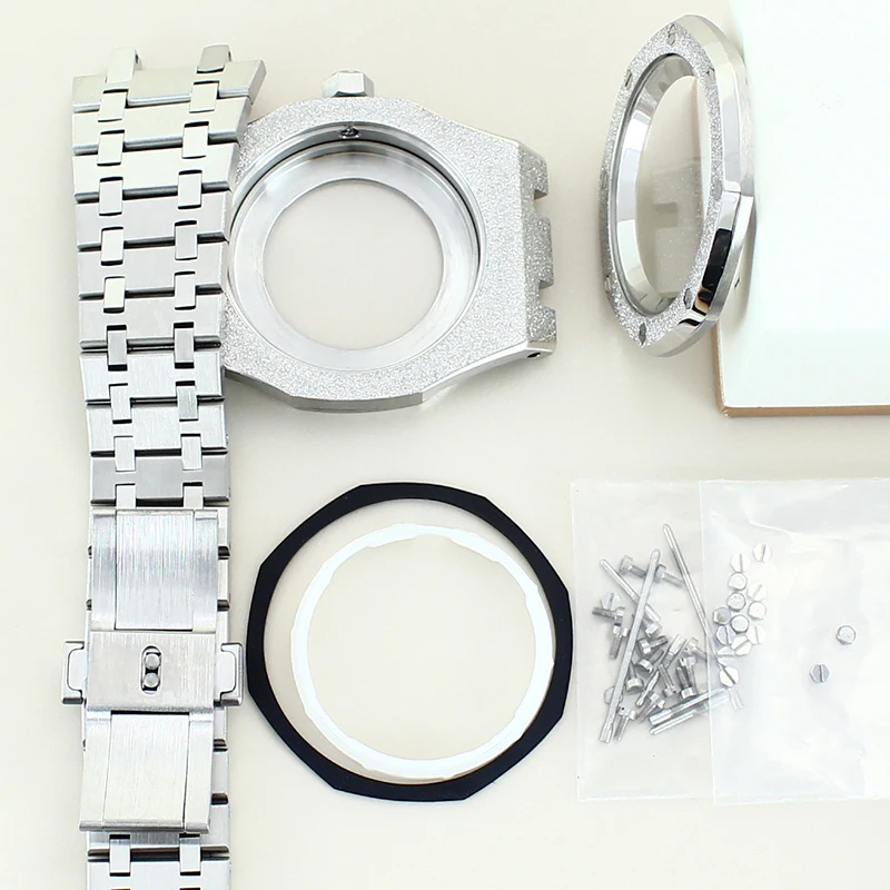 41mm Star Sand Octagon Watch Case Strap Parts For Seiko nh35 nh36 nh34/38 Movement 28.5mm Dial With Chapter Rings Sapphire Glas