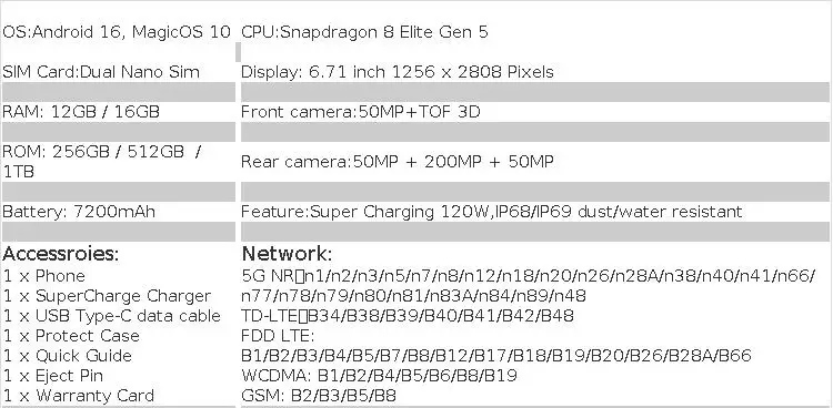 2025 HONOR Magic 8 Pro 5G Mobile Phone 6.71" 120Hz Display Snapdragon 8 Elite Gen 5 Camera 200MP Battery 7200mAh GMS Smartphone