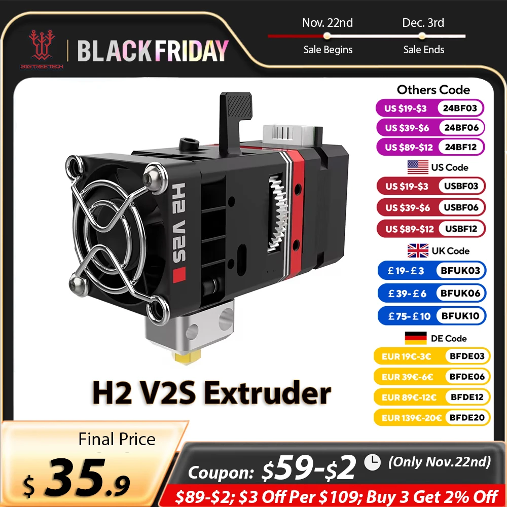 BIQU H2 V2S 24V Extruder Direct Dual Drive Gear Hotend 24V TPU 3D Printer Parts For BX Ender 3 V2 PRO CR10 DIY TITAN Extruder