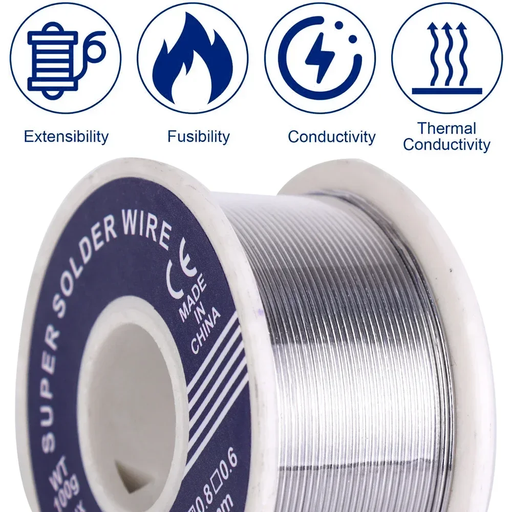 Alambre de soldadura de baja temperatura, varillas de soldadura de aleación de plomo de estaño de fácil fusión, alambre de soldadura con núcleo de aluminio, cobre, hierro y Metal, 100/20g