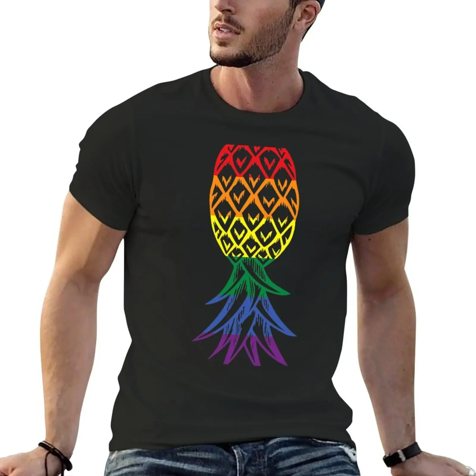 Pineapple Upside DownRainbowLgbt Swinger T-Shirt anime t shirts sweat vintage clothes graphic t shirts mens workout shirts