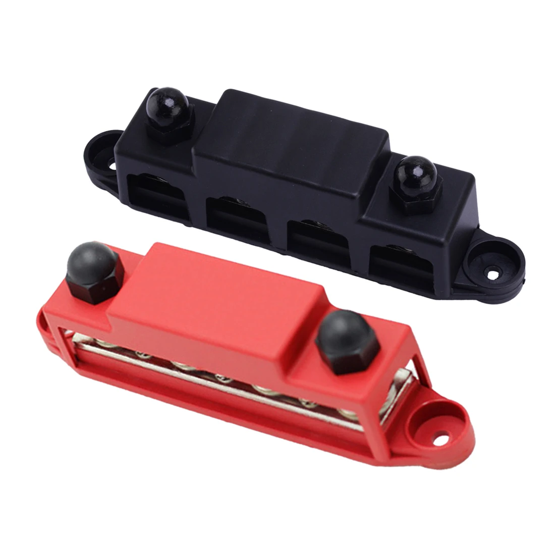 

Red & Black 3/8" M10 Universal Marine Car 4 Post Power Distribution Block Bus Bar With Cover for Truck RV Boat Trailer 48V 250A