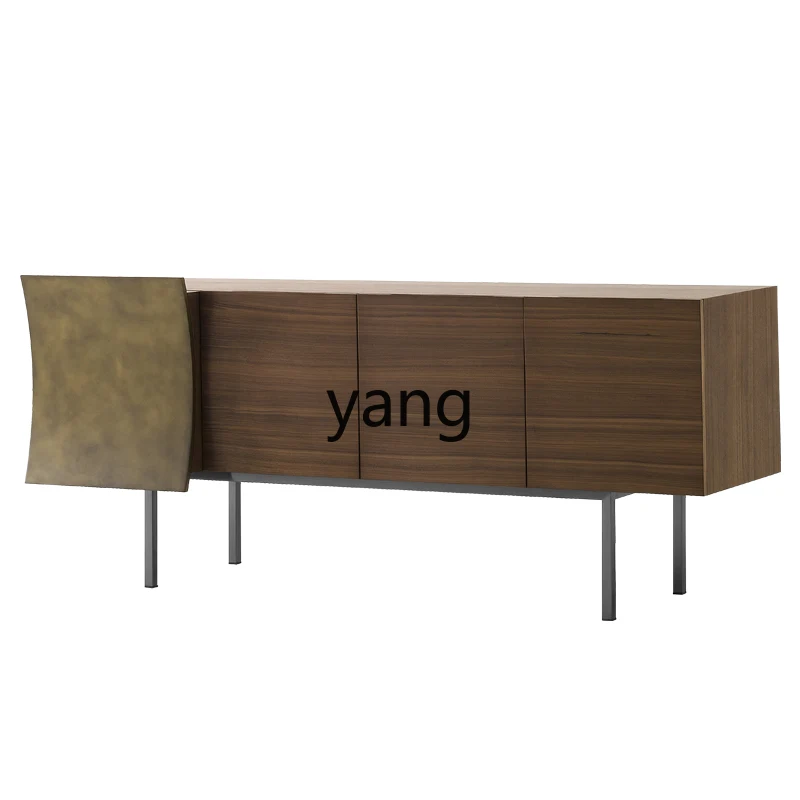 LXL Simple Black Walnut Color Sideboard Cabinet High-End Art Curio Cabinet