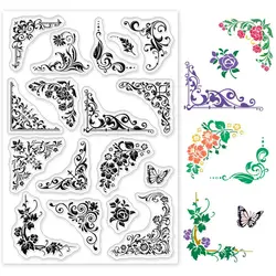 Kwiat narożnik przezroczysty silikon znaczki motyl piwonia róża hibiskus kwiat lotosu dla DIY Scrapbooking tworzenie kartek Craft Decoration