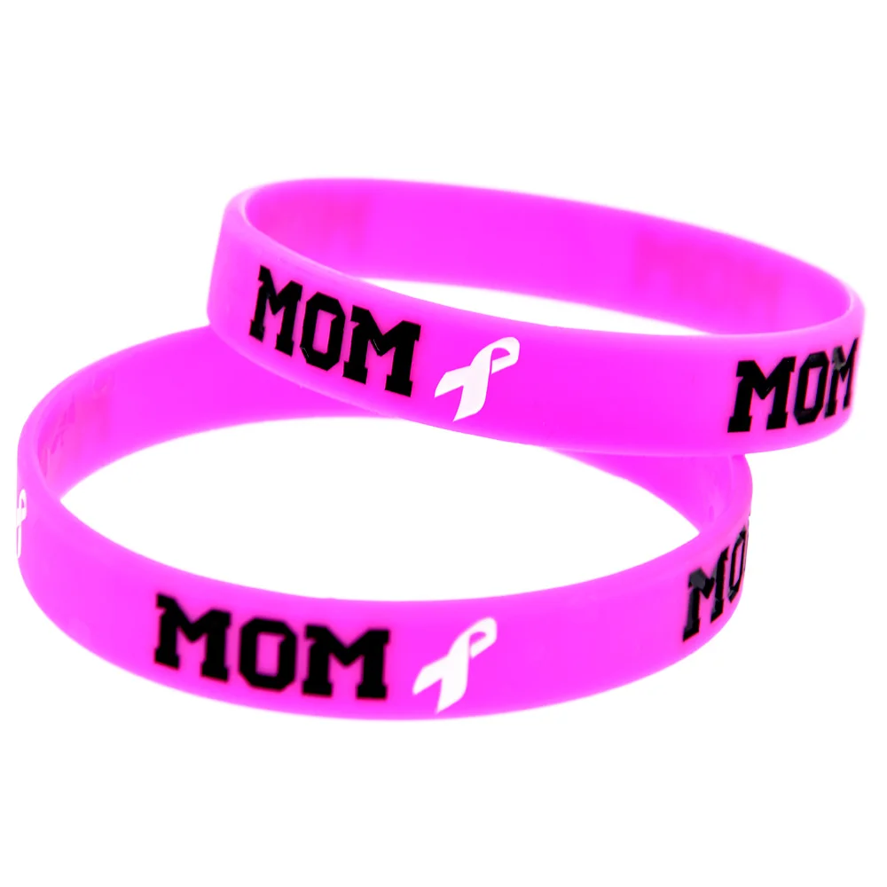 1 PC Mutter mit Krebs-Armband aus Silikon, Armband zur Sensibilisierung für Brustkrebs, Unterstützung für Mütter, Wohltätigkeitsgeschenke – Detail 8
