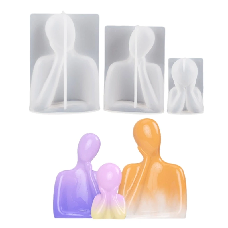 3d Familie Kaars Siliconen Mallen Abstracte Kunst Body Geurend Kaarsvet Mal Denker Portret Aroma Gips Ornament Maken Mallen