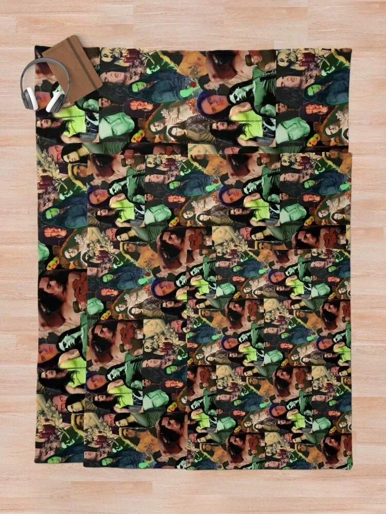 Type O Negative: Peter Steele Dark Goth Collage Edit II Throw Blanket Warm Soft Plush Plaid Beach Blankets