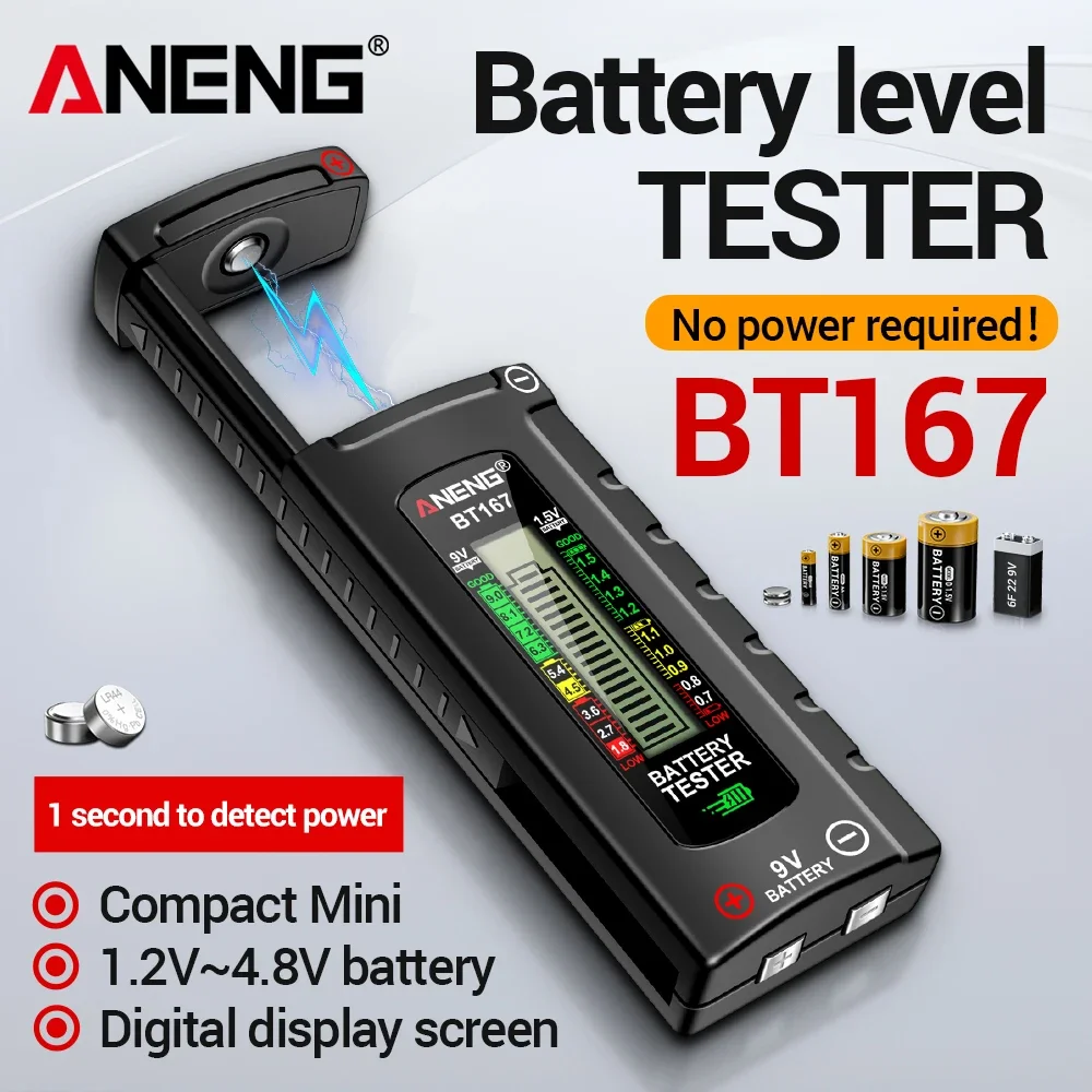 Battery Tester ANENG BT167 Measure Battery Level ABS Plastic Precise Measurements Tester Tools Multifunctional  Detector Quickly