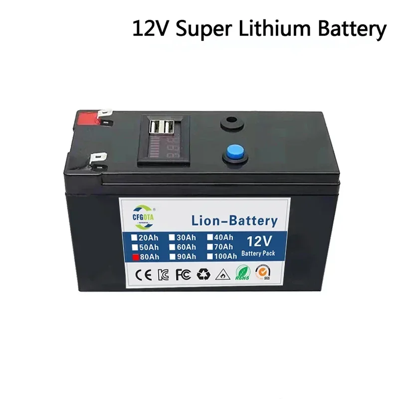 بطارية ليثيوم أيون جديدة قابلة لإعادة الشحن 12 فولت 80 أمبير في الساعة، للقوارب الكهربائية، ضوء LED، عربات الجولف استبدال بطارية ليثيوم أيون 12 فولت #4