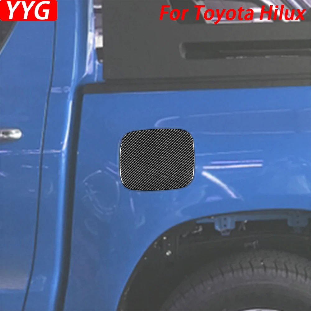 For Toyota Hilux 2015 2016 2017 2018 2019 2020 2021 Car Accessories Carbon Fiber Fuel Tank Cover Panel Trim Modified Sticker