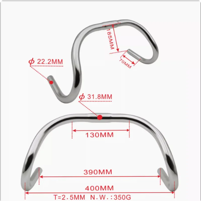 Aluminum alloy anode silver sinking large bent handle for dead flying bicycle on highway.