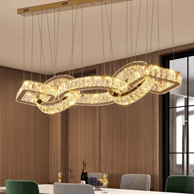 

Crystal Kitchen Island Pendant Lights Luxury Dining Table Bar Chandeliers Living Room Hanging Lamps for Room Decor LED Fixture