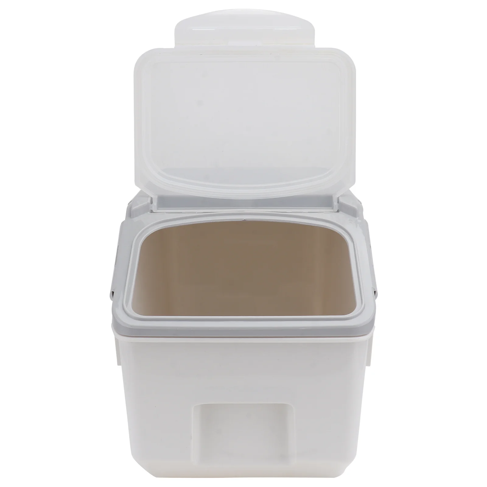 

Sealed Rice Storage Bucket 6 Buckle Lock With Window Scale Measuring Cup Wheels Lid Grey S Size Plastic Food