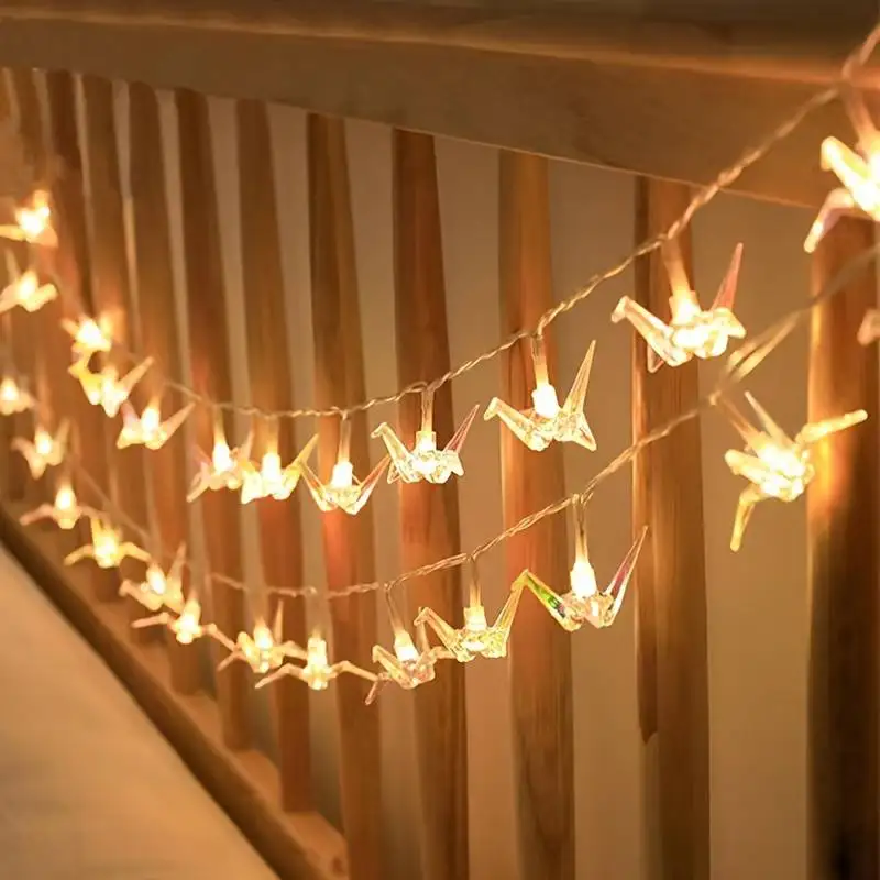 Crane LED String Lights Mini Vintage Christmas Halloween Wedding Party Decorative Battery String Lights Patio Garden Home