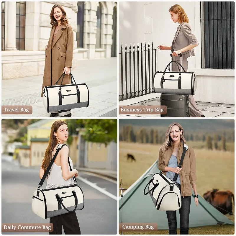 Konvertierbare 2-in-1 Kleidersack-Reisetasche mit großem Fassungsvermögen, Handgepäck-Tasche, tragbare Outdoor-Tragetasche, wasserdichte Wochenendtasche – Detail 7