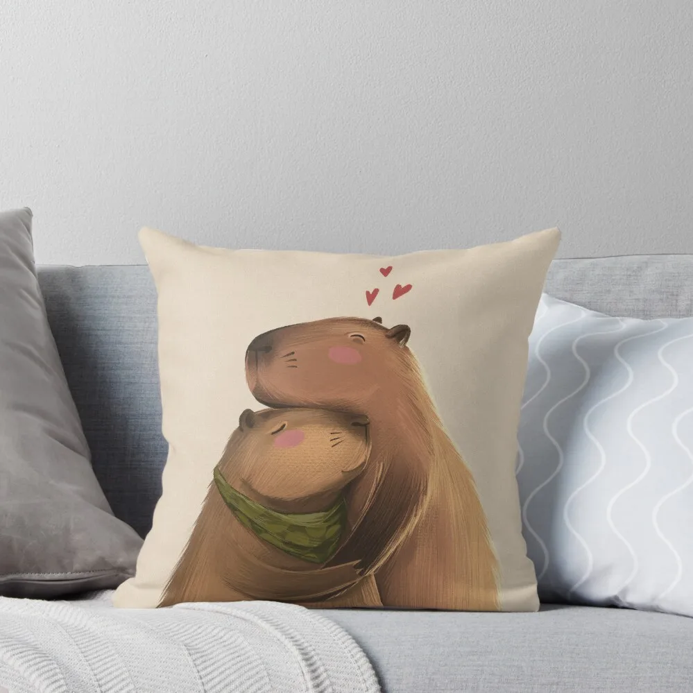 

Capybaras in love Throw Pillow Embroidered Cushion Cover christmas ornaments 2024