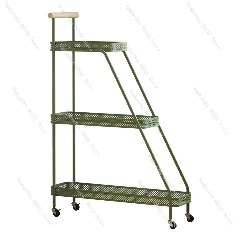 

360 Degree Rolling Plant Stand Balcony Floor Iron Flower Pot Shelf Multi Tier Succulent Display Rack Home Ladder Style Planter