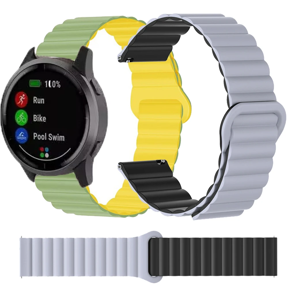 Magnetic Silicone Strap For Garmin Forerunner 165/168/245/645/265/255/Vivoactive 3 4 5 Sports Band For Garmin Venu 2 3 3S SQ SQ2