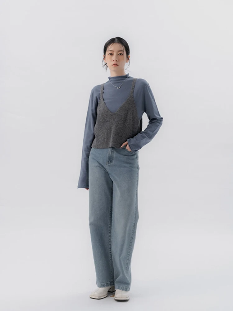 

QUEENOP Knitted V-Ne Tank Top Reti Plain Summer Autumn Women's Faion Breathable Casual Wear Polyester Fiber