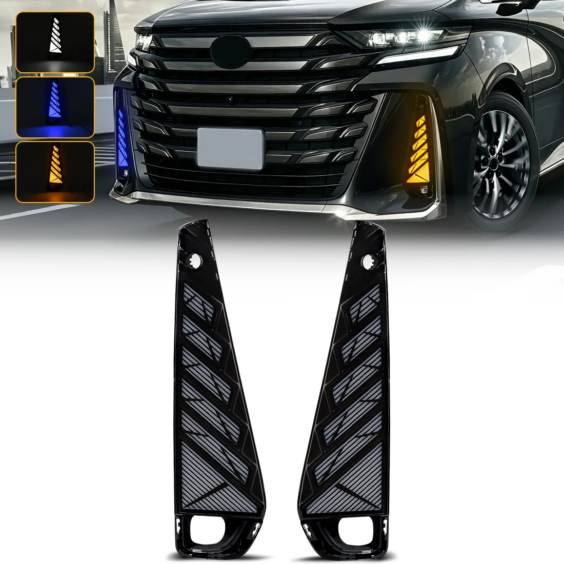 For Toyota Vellfire 40 Series 2024 2025 Led Daytime Running Light Front Fog Lamp Dymanic Turn Signal Light Car Accessories 12V