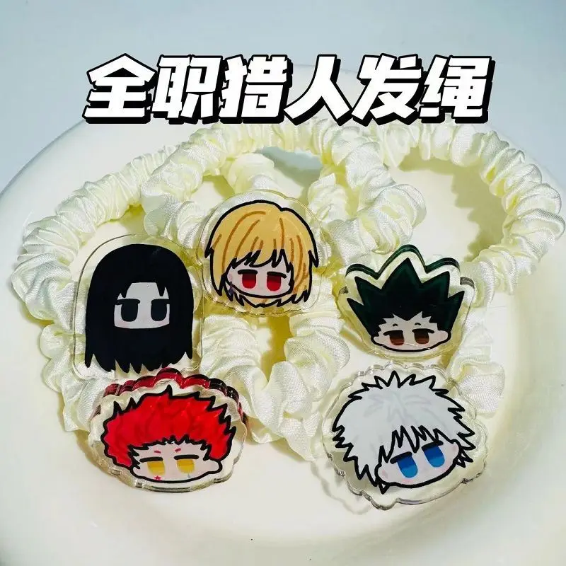 

Full Time Hunter Gon Freecss Hairband Anime Girl Hairband Plush Ponytail Hair Tie Elastic Headwear Children's Hair Accessories