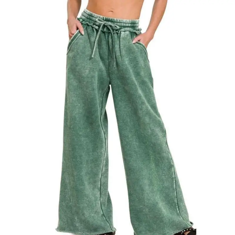 

Women's Fce Lined Cotton Sport Pants High Waist Straight Leg High Court Sle Neutral Casual Trousers Korean Sle