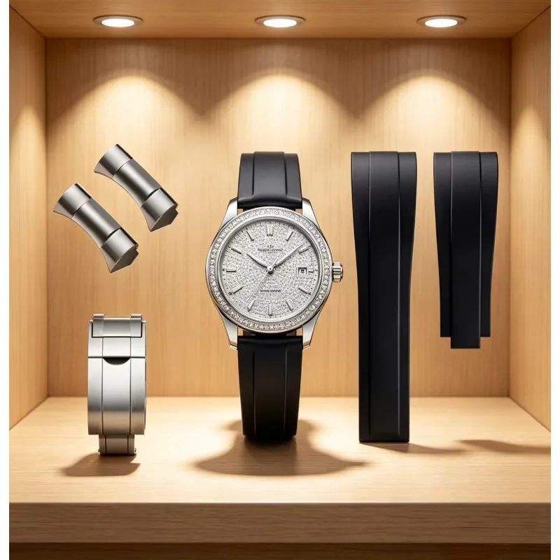 High quality Soft Rubber Strap for Tudor 39mm 1958 BB58 Black Bay Panda Pro Black Shield Watchband Steel End Linker Bracelet 20