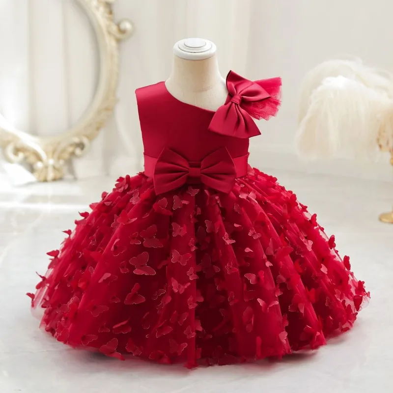 

Girl's New Princess Mesh Embroidered Flower Children's Dress Small Medium Peng Peng Mesh Birthday Dresses Party Wedding