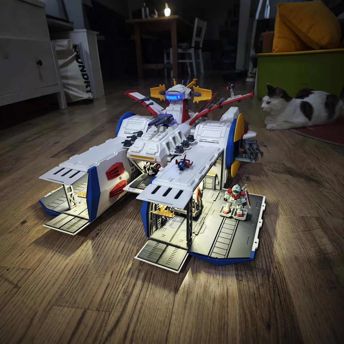 

Spaceship Model 55cm with Exquisite Lighting White Base Warships Highly Playable Ships Static Model Ship Toy Ornament