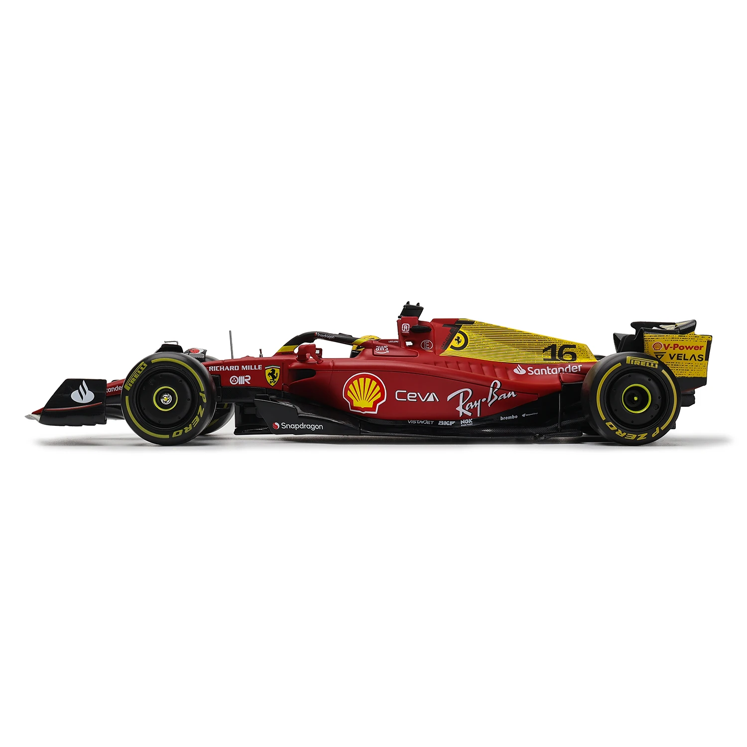 Bburago 1:24 75-jarig Jubileum #16 Leclerc 2022 F1 Scuderia Ferrari F1-75 #55 Sainz Legering Automodel Formule Één Spuitgieten Model