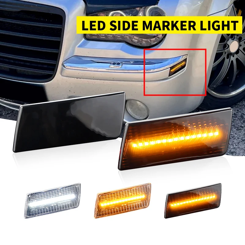 2pcs Led Side Marker Turn Signal Light  Blinker Indicator Lamp For Chrysler 300, 2005-2010 4805860AA 4805861AA Car Accessories
