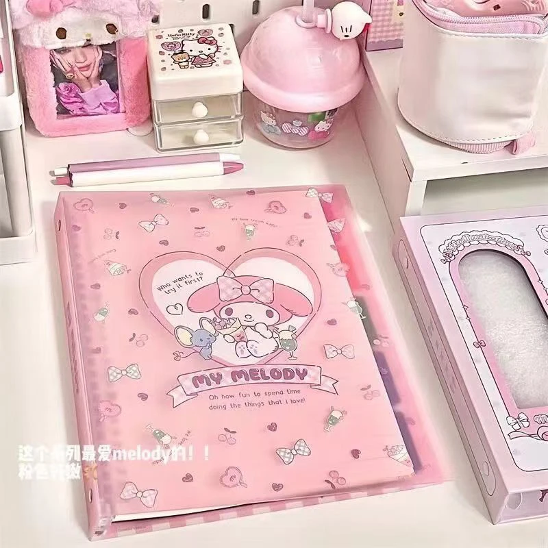 Sanrio My Melody transparently Cover Notebooks Kawaii Cute Anime Cartoon Student Handbook Stationery Notepad Toys Girls Gifts