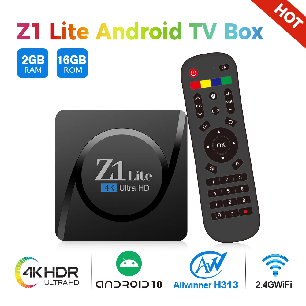 Original Z1 Lite Android TV BOX SMART 4K Ultra HD Streaming Media Player Allwinner H313 2GB 16GB VS X96Q X96 MINI TV BOX