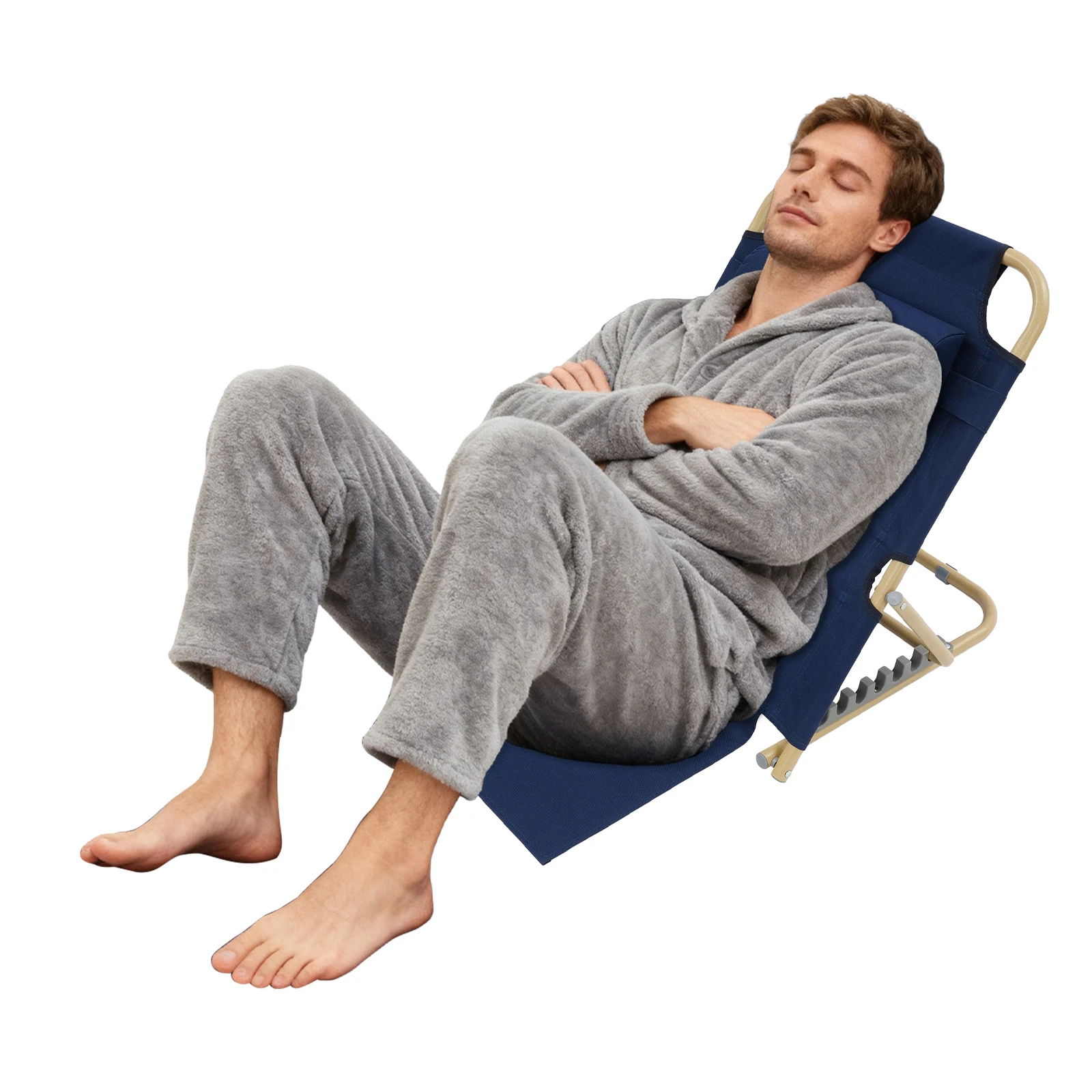 Deep Blue 7 Gears Lifting Bed Backrest 330lbs Portable Folding Adjustable Sit Up Back Rest with Bottom Pads