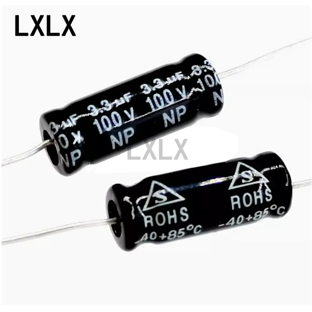 100pcs 100V Axial Electrolytic Capacitors for Tweeter Crossover | 2.2μF, 3.3μF, 4.7μF, 6.8μF, 10μF Horizontal Capacitors