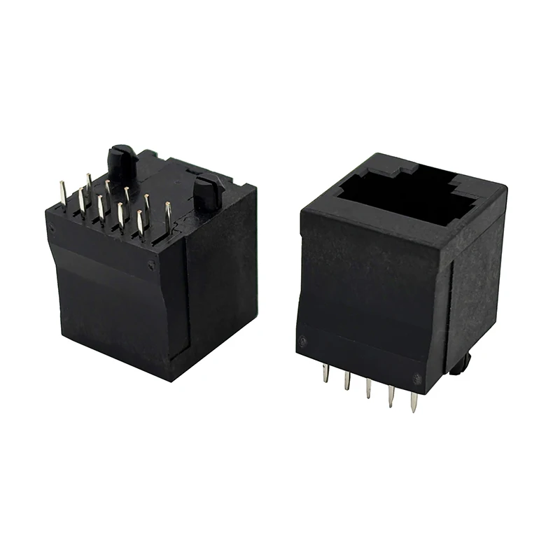 

15PCS All-plastic black RJ50 ten-core crystal head socket, 180-degree upright PCB through-hole 10P10C plug-in DIP plug-in