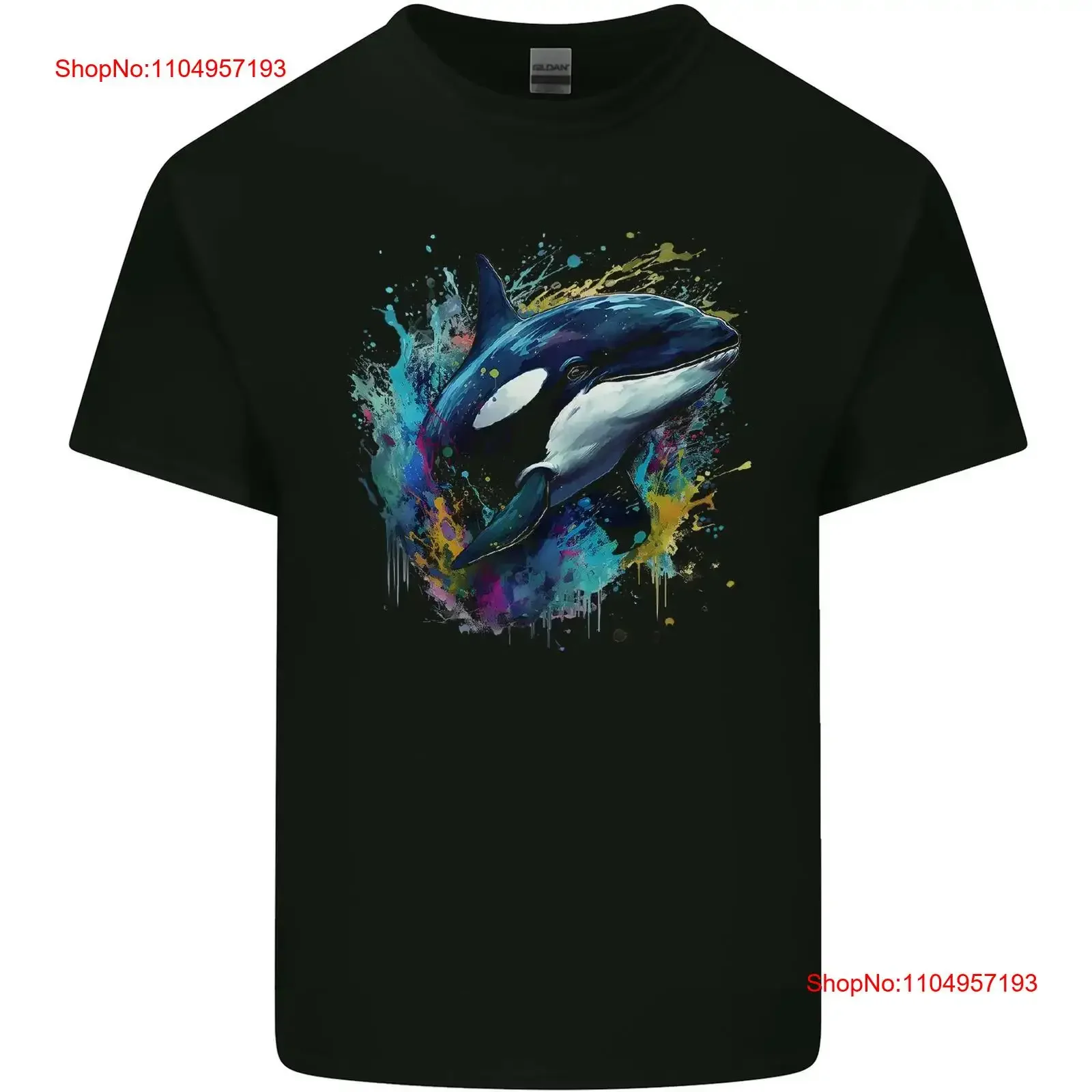 

A Colourful Orca Killer Whale Mens Light Cotton T Shirt vintage Washed Versatile Slightly Casual Comfortable Unisex streetwear