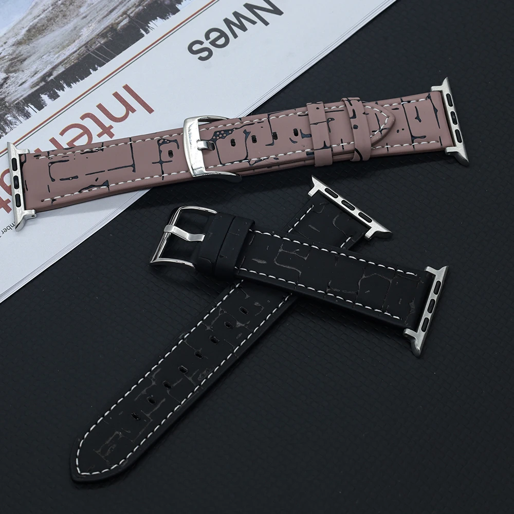 Elegantes bandas de cuero PU para Apple Watch 40mm 41 42mm 44mm 45mm 46 49mm correa sintética informal para iwatch Series 10/9/8/7/6/5/4/se/3