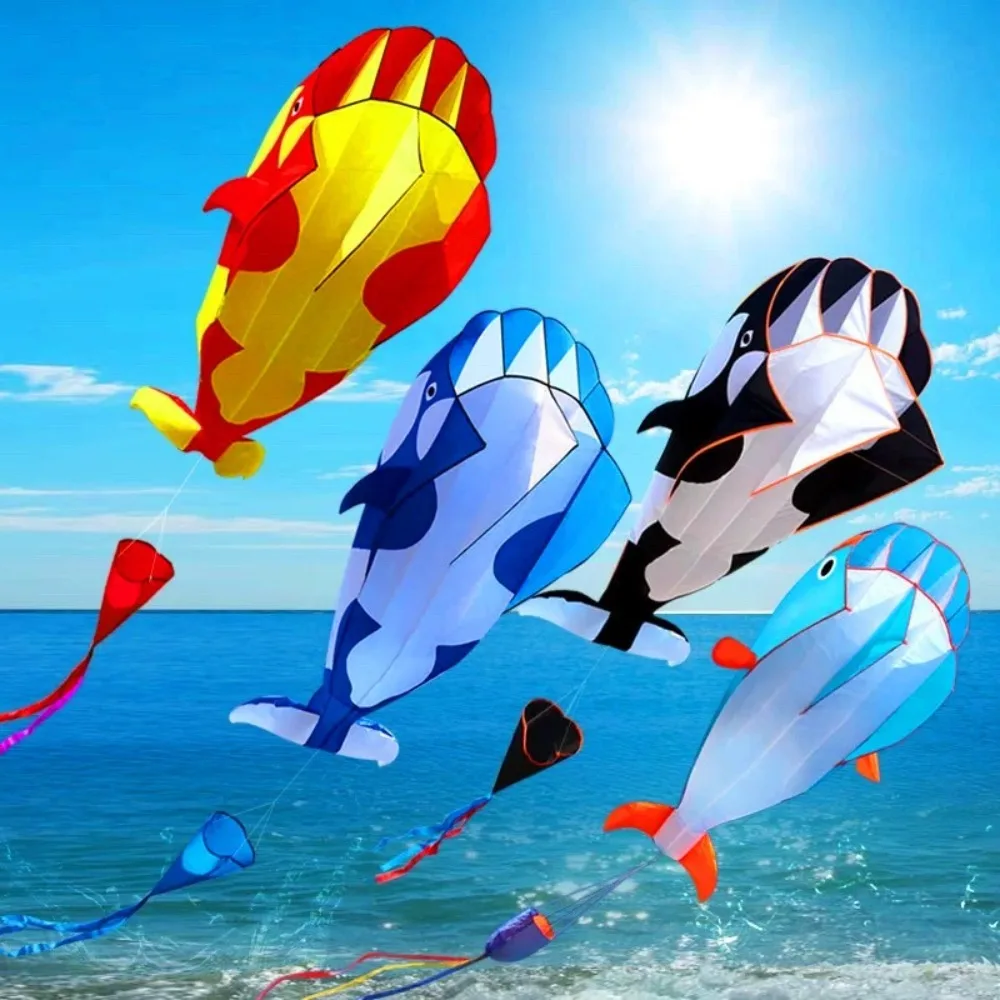 New 2.2m Large Whale/Dolphin Kite Single Line Long Tail Soft Kite Ripstop Good Flying Plastic Flying Toy Kid & Adult