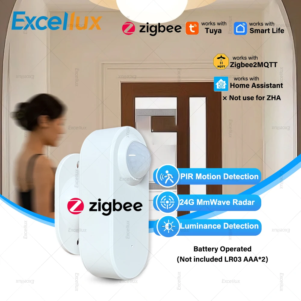 

Zigbee Human Presence Detector 24G Mmwave Radar+PIR,Light Lux Detection,Smart PIR Motion Sensor For Tuya Smart life Zigbee2mqtt