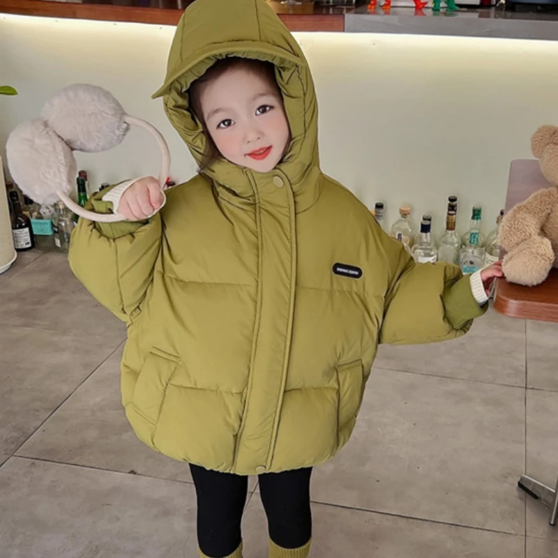 

Girls Down Coat Jacket Cotton Windbreak Snowsuit 2023 Loose Warm Thicken Velvet Winter Skiwear Plus Size Children's Clothing