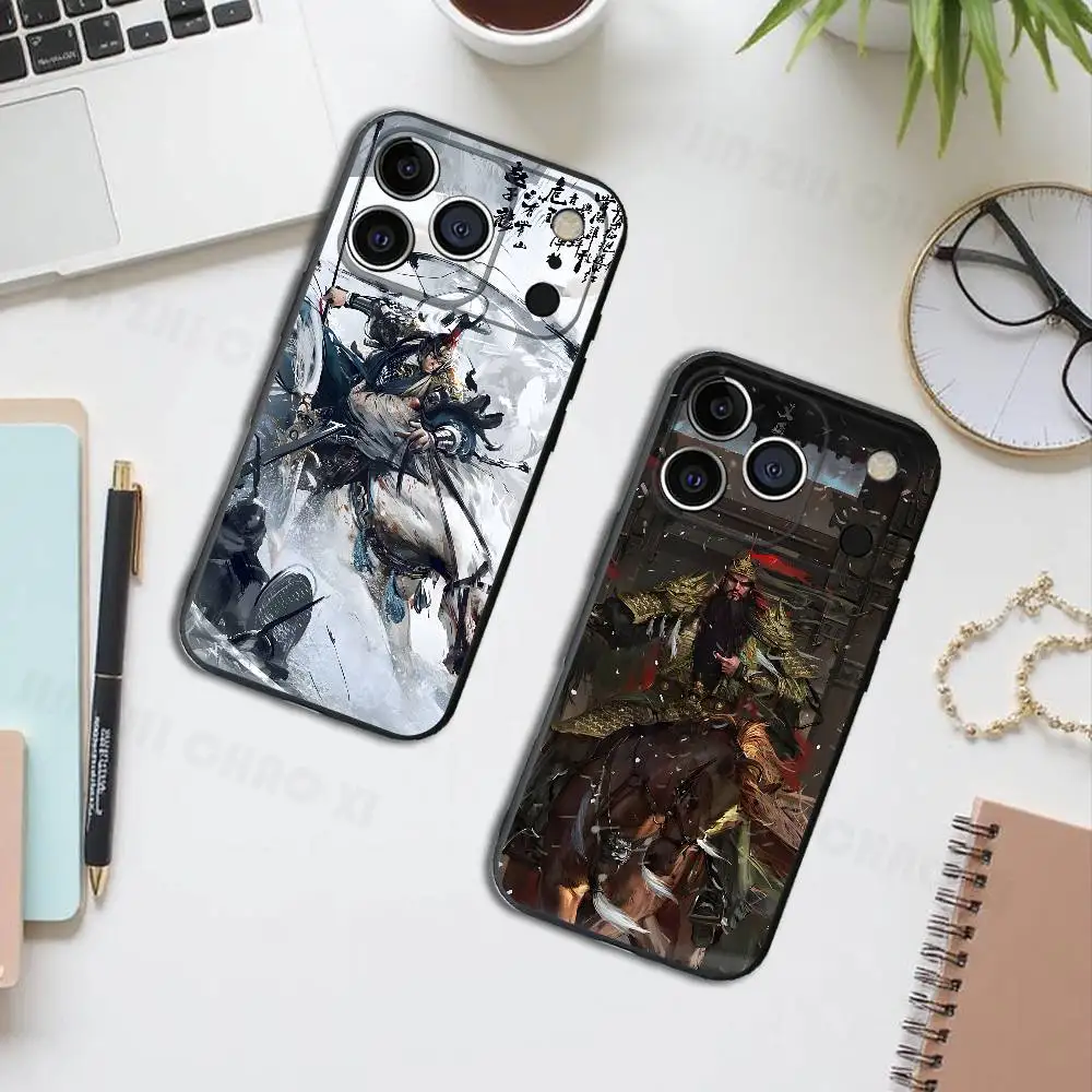 Three Kingdoms Hero Silicone Phone Case For IPhone 17 16 15 14 13 12 11 X XS Plus Pro Max Shockproof Soft Cover