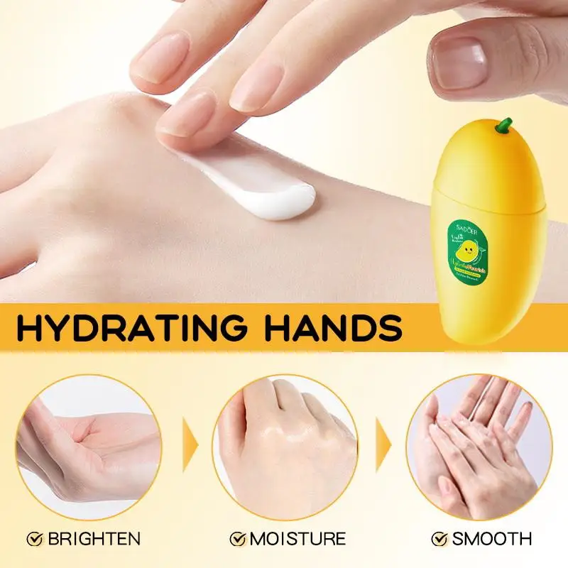 SADOER Mango Peach Aloe Vera Lemon Fruit Hand Cream Moisturizing Brightening Hands Skin Care Repairing Hand Creams