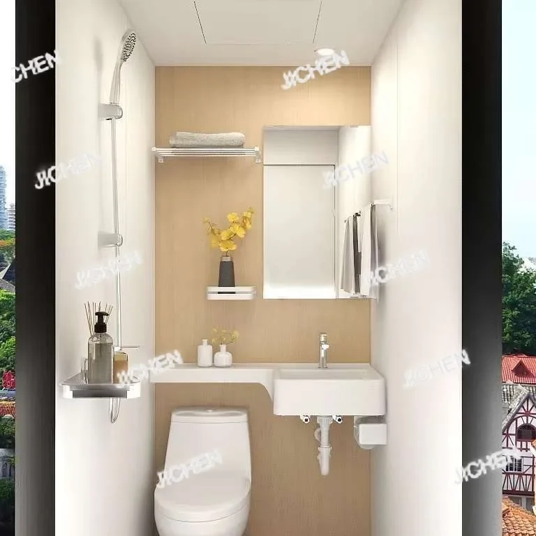 

ZQT Сборная душевая комната Встроенная туалетная ванна SMC Квартира отеля Встроенная ванная комната Отделение сухой и влажной воды