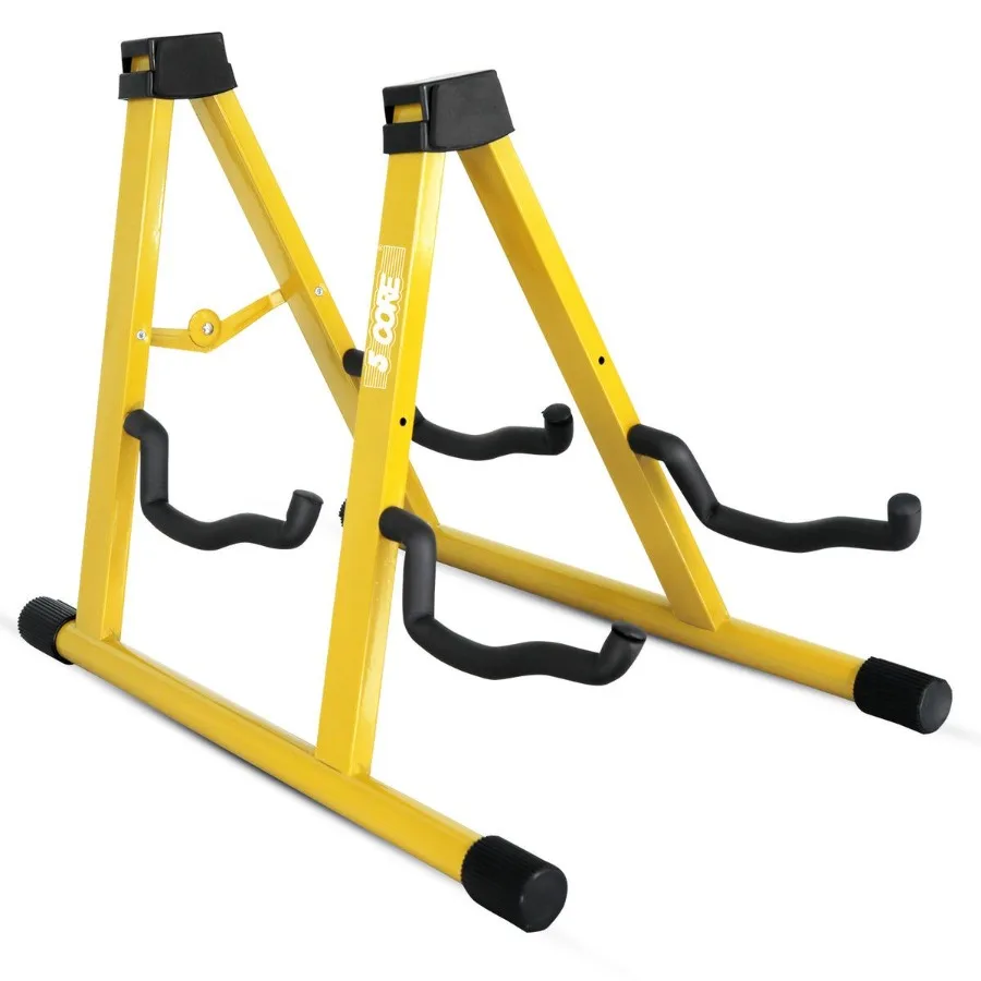 

5 CORE Double Guitar Stand Floor Adjustable Heavy Duty A Frame Universal Folding Acoustic Electric Bass Mandolin Banjo Violin H