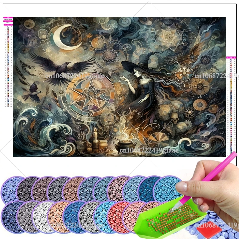 Witchy 5D Diamond Painting Kits Halloween Diamond Dots Art And Crafts Mosaic Cross Stitch DIY Embroidery Wall Art Posters