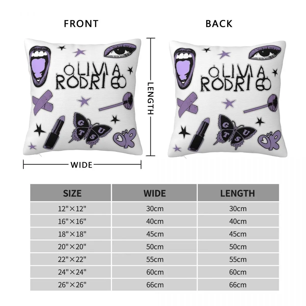 Olivia Guts World Tour Square Pillowcase Pillow Cover Polyester Cushion Zip Decorative Comfort Throw Pillow for Home Car