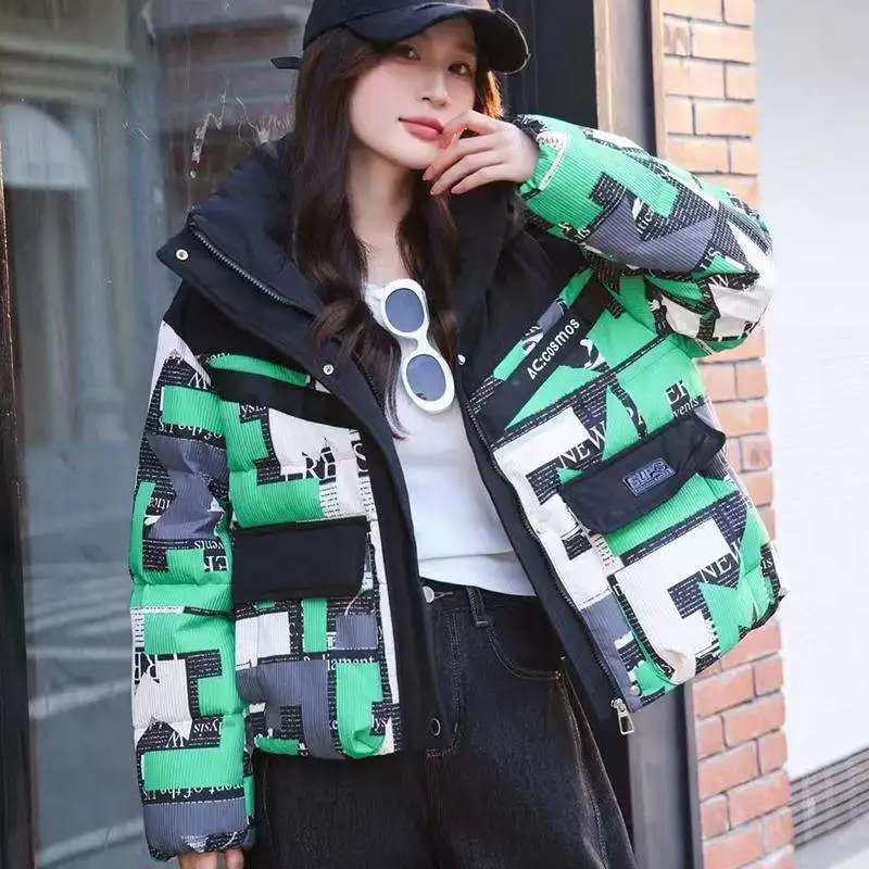 Winter New Women's Clothing Coat Splicing Trendy Brand Hooded Fashion Casual Versatile Warm White Duck Down Jacket Comfortable