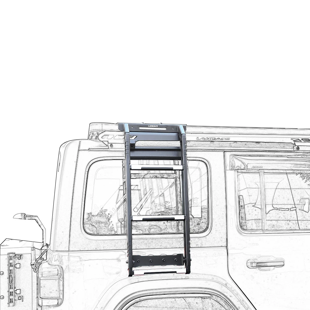 

Hot Sale Universal Car Exterior Accessories Black Steel Step Foot Ladder For Jeep Wrangler JL JK JT