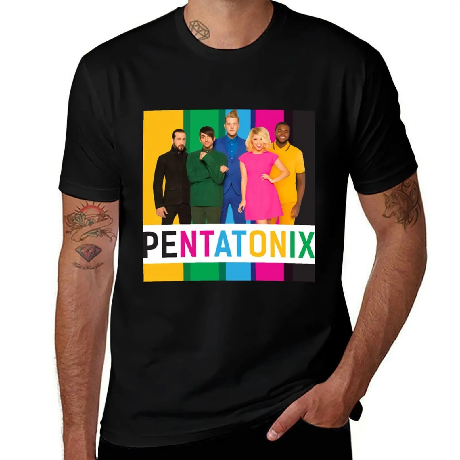 Черная, зеленая футболка Pentatonix, сине-розовая, хлопковые футболки, футболка высокого качества, футболки с графическим принтом на заказ для мужчин, футболка